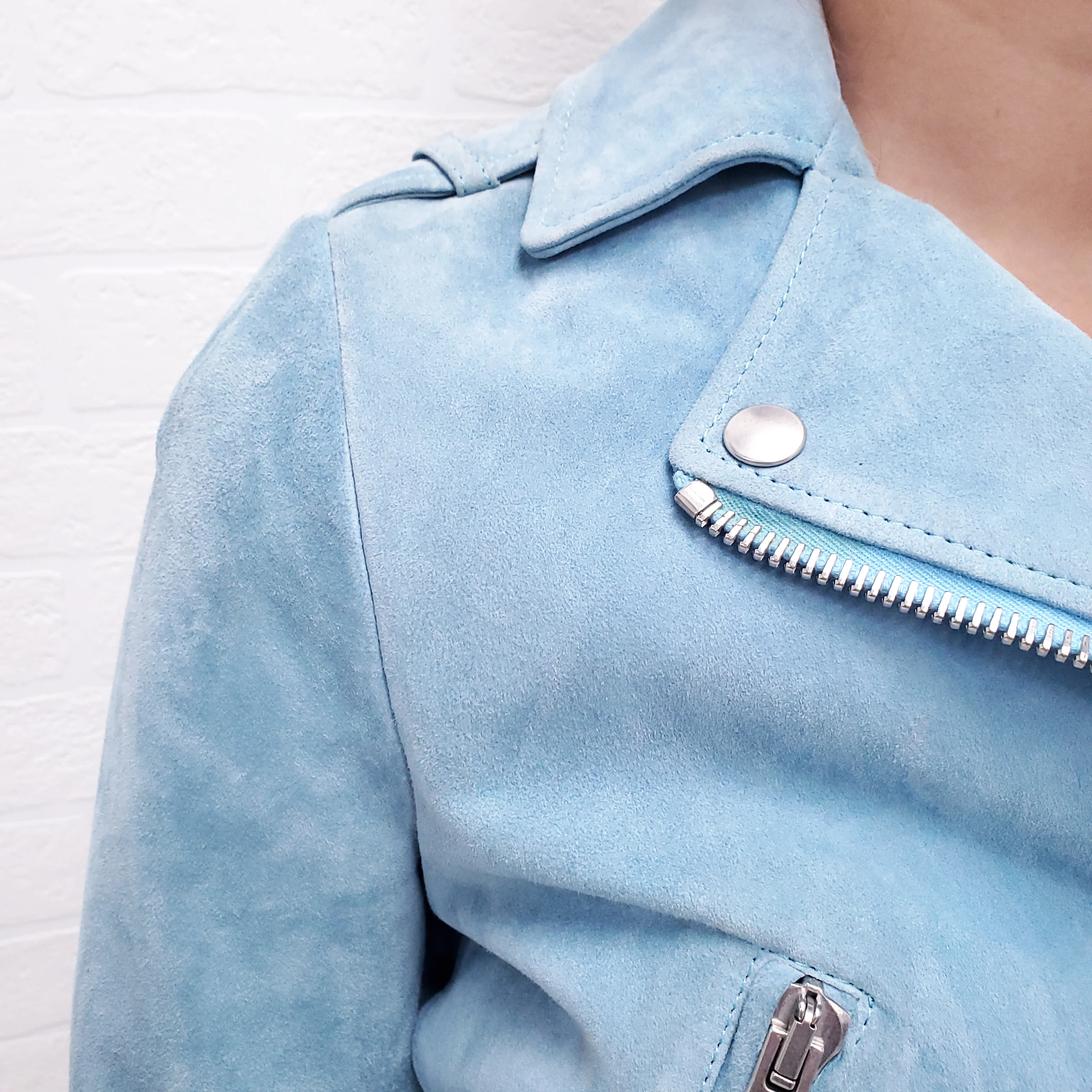 ACNE TURQUISE SUEDE BOMBER JACKET - SIZE XS - Image 2