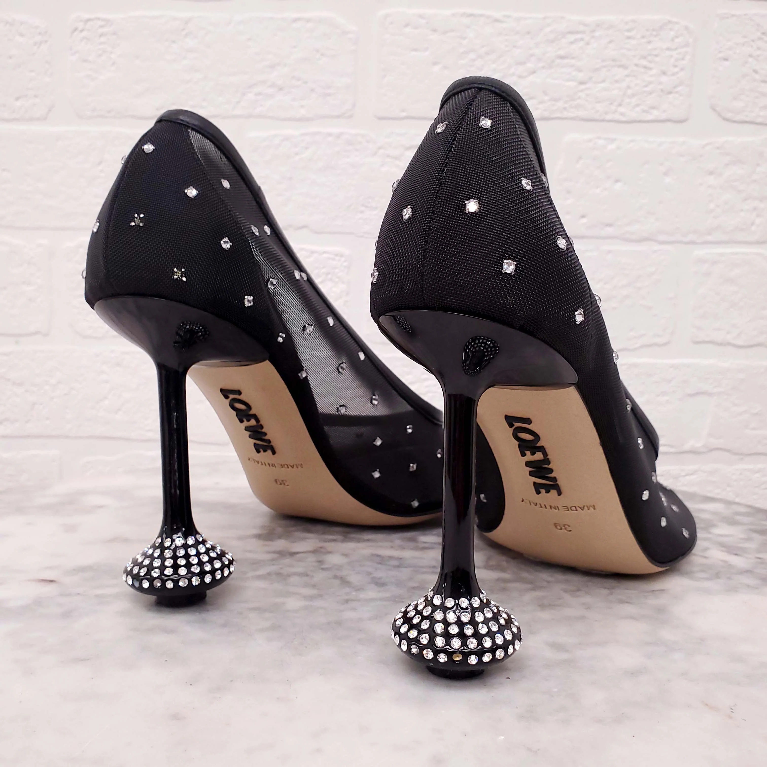 LOEWE TOY 90MM RHINESTONE EMBELLISHED HEELS - SIZE 39 - Image 3