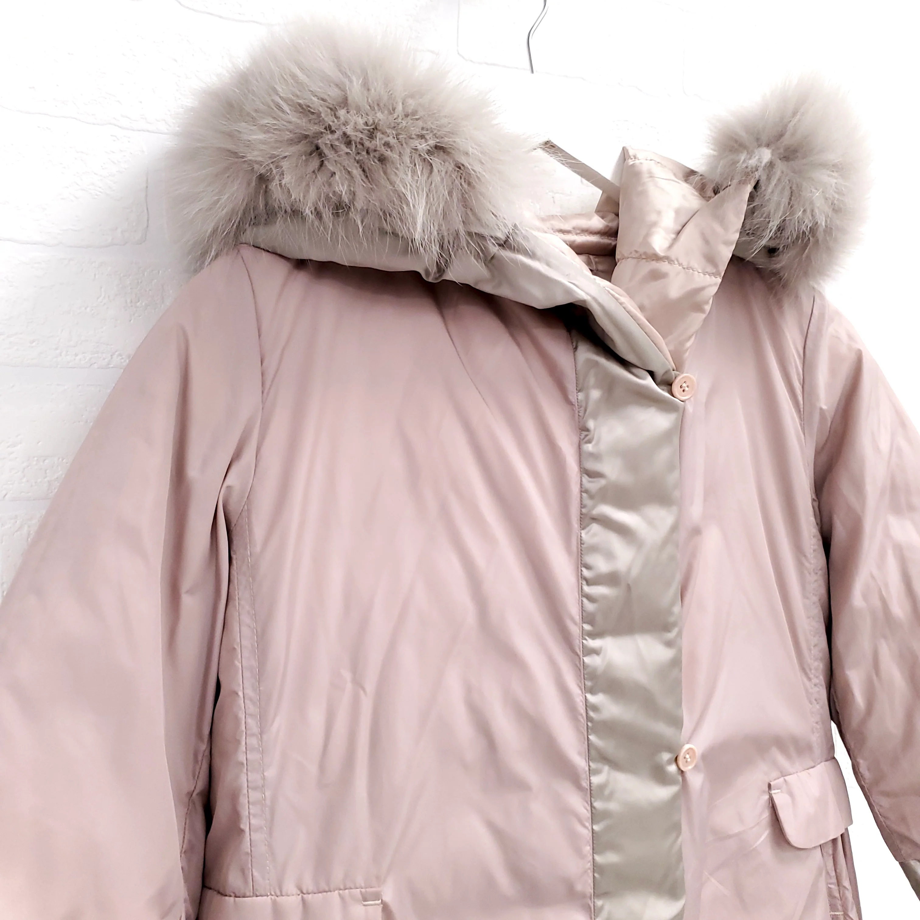 MAX MARA REVERSIBLE COAT WITH FUR HOOD - SIZE 4 - Image 2